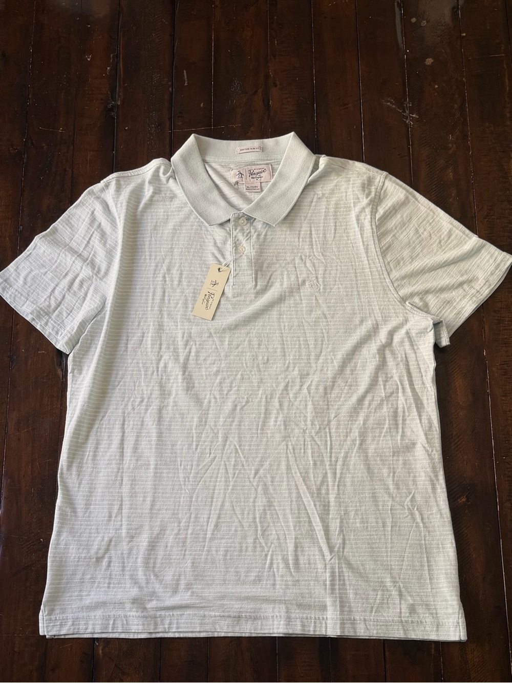Original Penguin Munsingwear Heritage Slim Fit Striped Polo Mint Green XL NWT